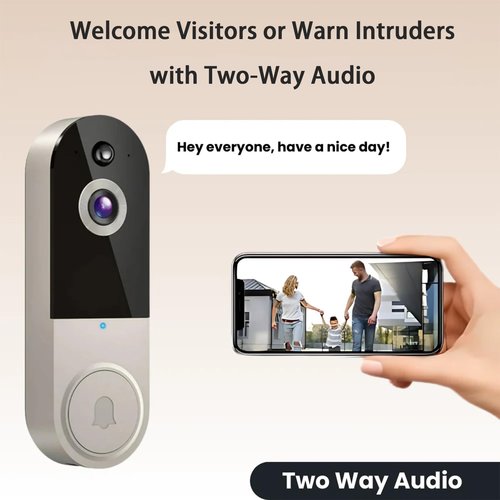 Safe Door Bell with Camera No Subscription, Safe Doorbell-The Smarter Way to Protect Your Home, Ai Human Detection, Live View, 2-Way Audio Included Chime, Monitor Indoors and Outdoors(T1/Beige)