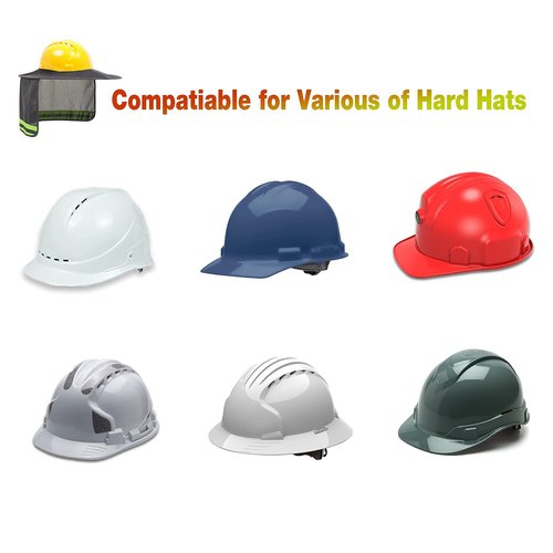 LIZMOF Hard Hat Sun Shade, High Visibility Sun Visor Neck Shade with Reflective Strip, Full Brim, Man & Woman (Hard Hat Not Included), Grey, 2 Pack