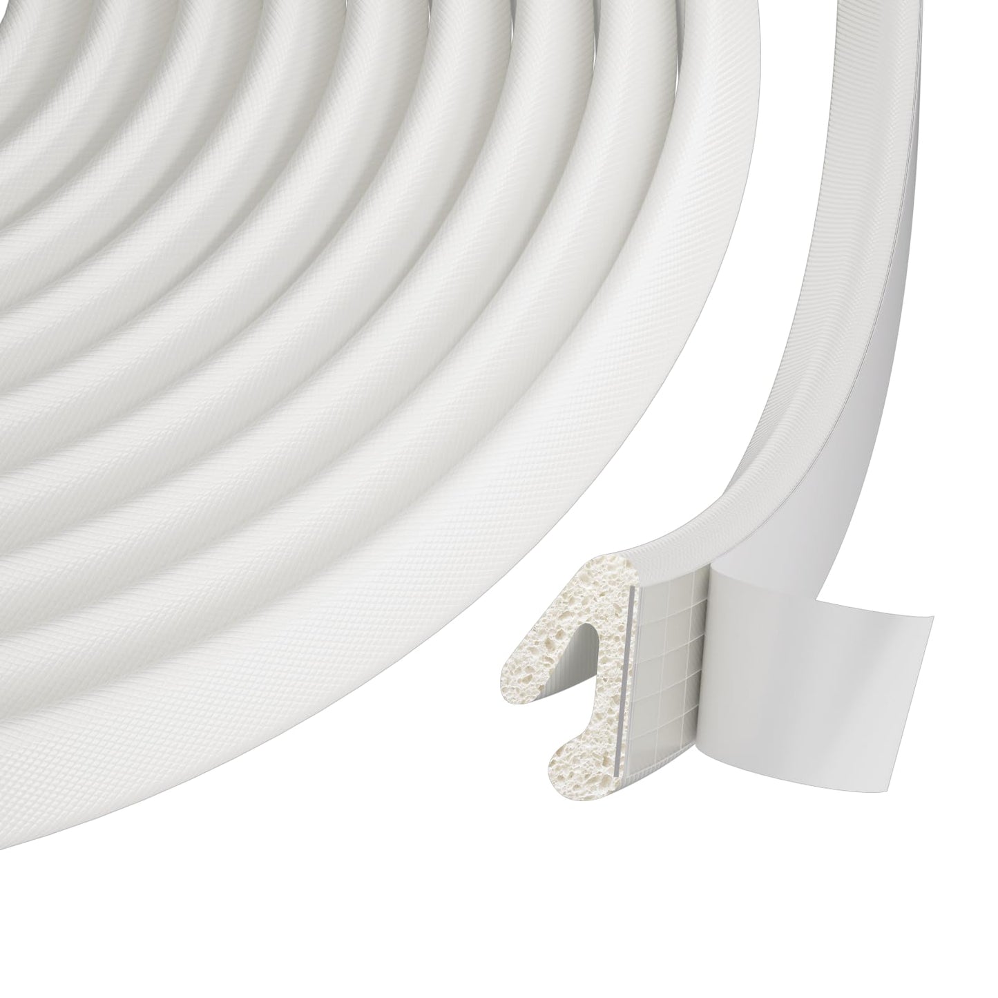 Foam Weather Stripping Door Seal Strip for Small Gap, V Shape Self-Adhesive Door Weatherstripping Door Frame Insulation for Winter,Draft Blocker,Dustproof Tape（33Feet,White）