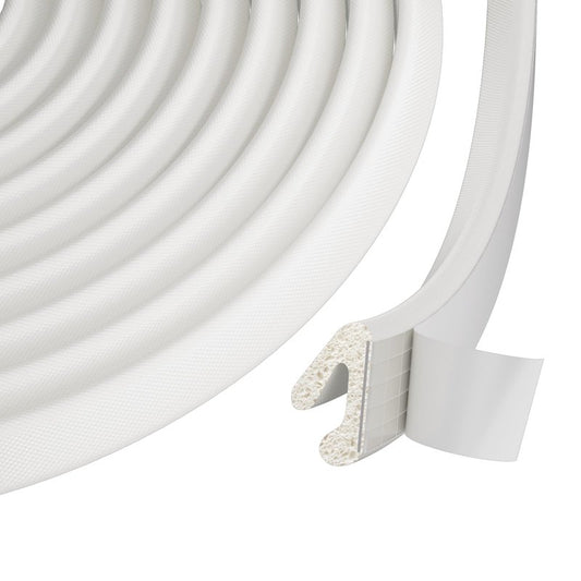 Foam Weather Stripping Door Seal Strip for Small Gap, V Shape Self-Adhesive Door Weatherstripping Door Frame Insulation for Winter,Draft Blocker,Dustproof Tape（33Feet,White）