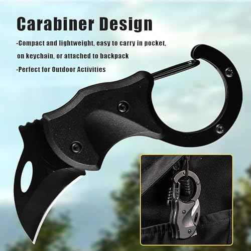 Small Folding Pocket Knife for Men, EDC Knife with Carabiner Design and Stainless Steel Blade, Mini Knives Gadgets Box Cutter for Everyday Carry, Gift for Men (1)