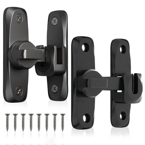 PASDUCHAS 2 PCS Thickened 90/180 Degree Sliding Barn Door Lock, Black Heavy Duty Double Door Latch for Screen Pocket