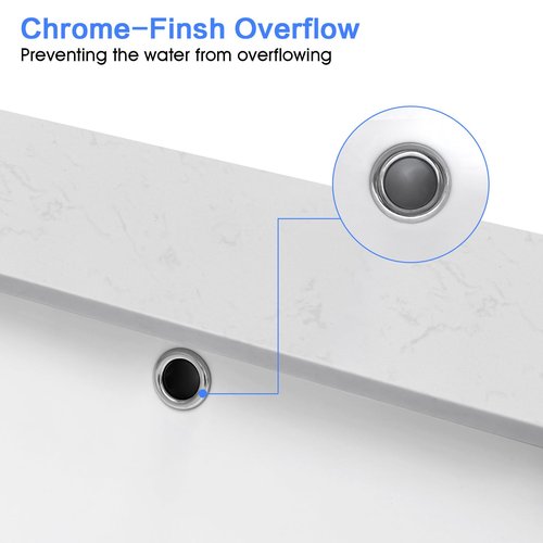 LOCALAND 48 Inch Vanity Sink Top, Engineered Stone Composite Vanity Top with Sink, Vanity Top with Rectangular Ceramic Sink in Ariston White, with 8 Inch Widespread Faucet Hole and Backsplash