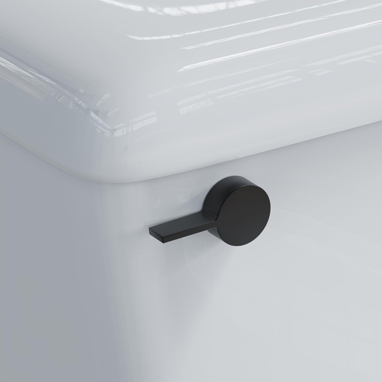 RAVINE Premium Modern Luxury Universal Toilet Handle Replacement, Majestic Collection. Toilet Lever Replacement, Easy Install (Black, Front Mount)