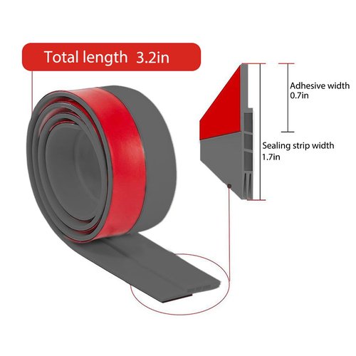 39" L Door Draft Stopper Under Door Draft Blocker Sweep Weather Stripping Noise Stopper Strong Adhesive(Grey)