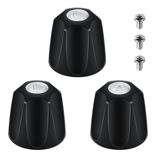 UCDETD Metal Shower Knobs 3 Piece Replacement, Compatible with Price Pfister Verve and Bathtub Shower Faucet Handle, Shower Knobs Include Hot/Cold/Diverter and 3 Screws (Matte Black)