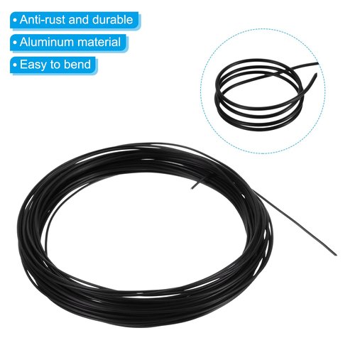 PATIKIL 1.0mm Bonsai Training Wire, 2 Rolls Floral Wire Stems Anodized Aluminum Tree Wire 65.6 Feet Total for Gardening Branch Fixing, Black