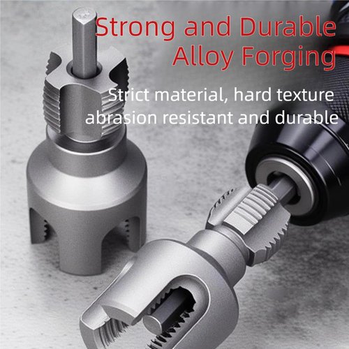 Integrated Internal & External Pipe Threading Tool, Dual-Function Pipe Thread Cutting Tool, 1/2'' 3/4'' 1'' Dies, Electric Drill Compatible PVC & Plastic Pipe Threader Kit for Home Repair (2PCS All)