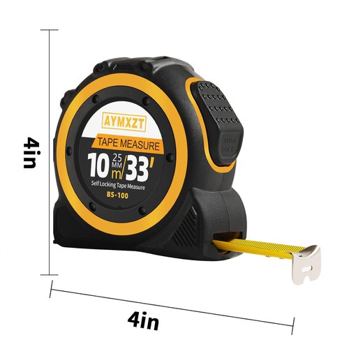 33ft Tape Measure, Self-Locking Telescopic Measure Tape, Easy to Read, Heavy Duty Measuring Too