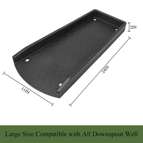 Jamphaza 2 Pack Gutter Downspout Extensions, Rain Gutter Downspout Splash Block, Down Spout Extender, Drain Gutter Guard Diverter, Splash Guards Rainwater Drainage 24" (Black 2Pack)