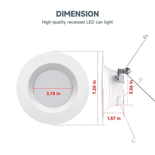 ECOELER 5/6 inch 5CCT Retrofit LED Recessed Lighting, Dimmable Can Lights, Damp Rated, 16.5W 1200Lm Can Lights with Smooth Aluminum Trim, 2700K/3000K/4000K/5000K/6000K Selectable, ETL & FCC Listed