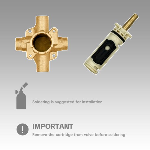 PlumFix Brass Shower Valve for One-Handle Faucet, Pressure Balancing Tub Valve Compatible With 1/2-Inch CC Connections 4 Ports