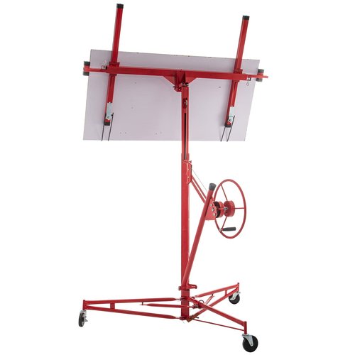 VEVOR Drywall Rolling Lifter Panel, 11ft Sheetrock Lift Drywall Lift, 150lb Weight Capacity Panel Hoist Jack Tool, Steel Material w/Telescopic Arm & 3 Lockable Wheels, 48x192 in Plasterboard Size