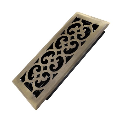 Howeall 4x10 Inches Heavy Duty Walkable Floor Register Easy Adjust Air Supply Lever Floor Vents - Charlotte Design - Vent Cover for Home Floor - Antique Brass