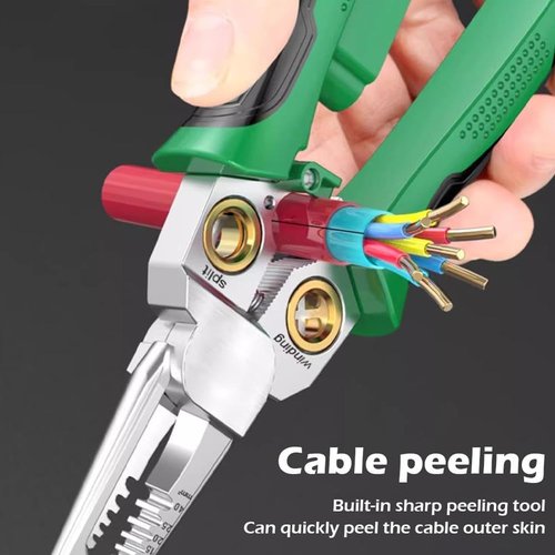 Seese Wire Stripper, 8 in 1 Wire Stripper, Pinzas De Electricidad, Electric Pliers, Pro Multicraft Wire Stripping Tool, Electric Wire Stripping Tool for Cutting and Pulling (Green)