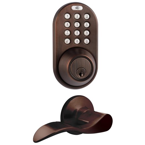 Keyless Entry Door Lock with 2 Lever Handles, Electronic Digital Keypad Deadbolt Levers Combo Set for Front Door, One-Touch Locking, Easy Installation (Oil Rubbed Bronze)