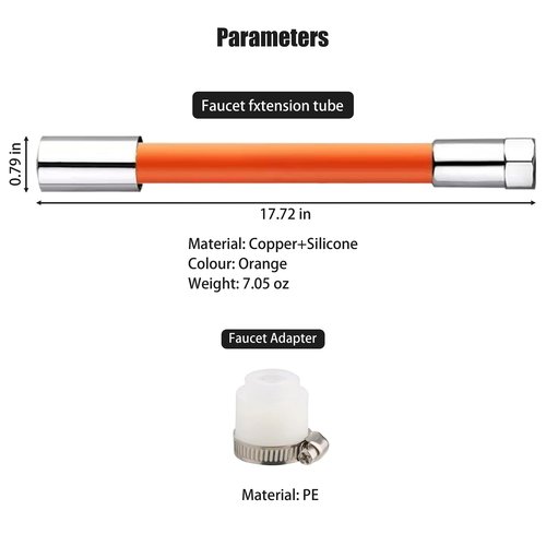 Faucet Extension Tube,360 Degree Rotatable Extender Hose,Bendable/Shapable/Flexible Water Tap Pipe,Splash Proof Foaming Mouth,Kitchen/Bathroom/Garden Tool,Copper Connector/Adapter,Black(17.7in/45cm)