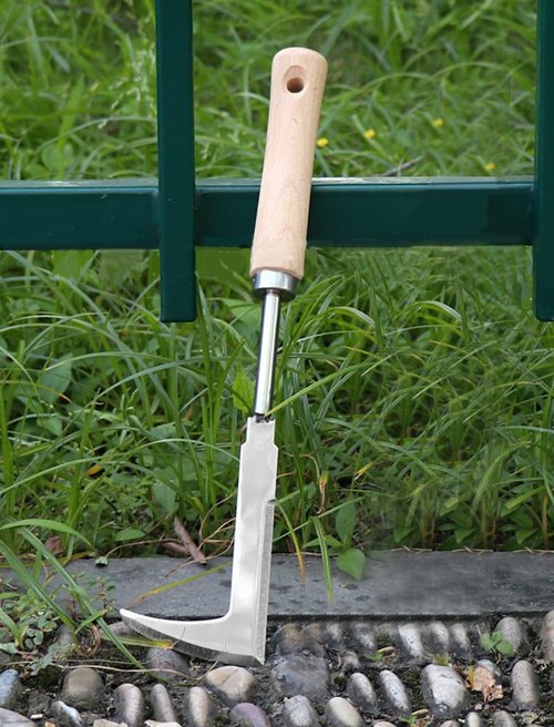 1 pc Stainless Steel Weeding Tool with Ergonomic Wooden Handle-efficient Removal of Brick Cracks and Stone Cracks, Outdoor Garden Maintenance.