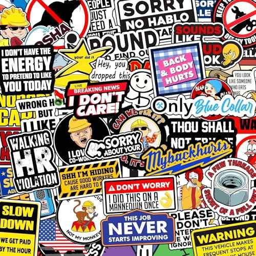 225PCS Funny Hard Hat Stickers (Dirty) for Adults Humor Waterproof Vinyl Welding Helmet, Tool Box, Electrician, Mechanic Construction - Blue Collar Gifts for Men No Repeat