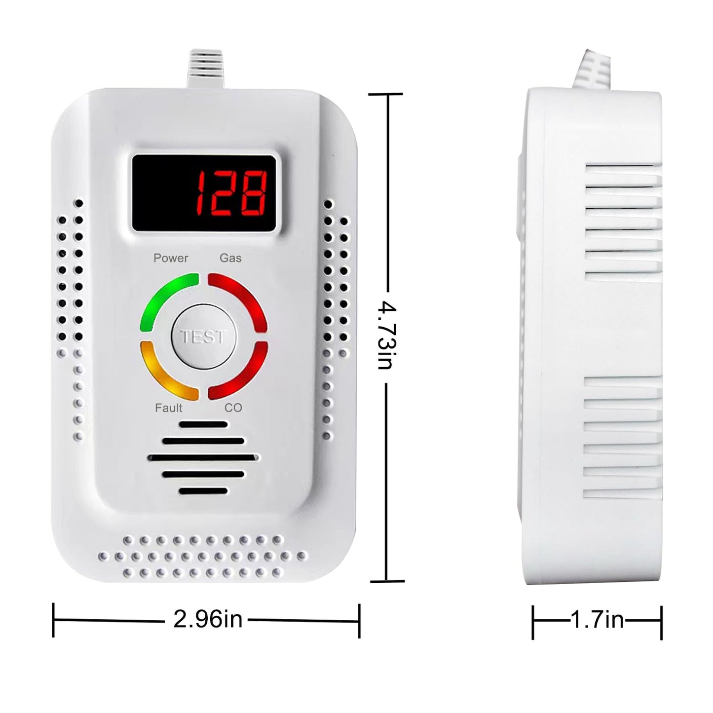 Carbon Monoxide and Natural Gas Detectors, Plug-in Carbon Monoxide Detector, Combustible Gas Leak Monitor for Home Use Detect CO, LNG, LPG, Methane 2 Packs