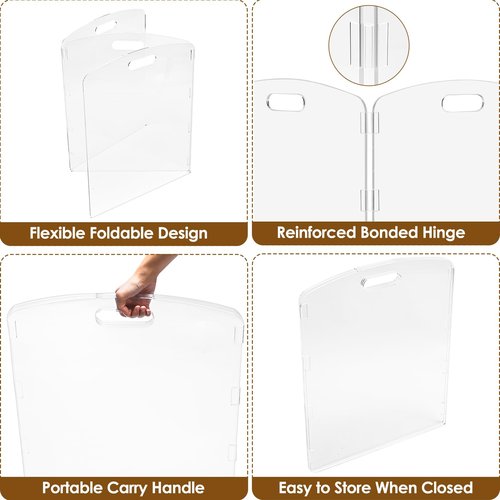 Feoyoho Acrylic Pet Gate Freestanding Foldable - Clear Dog Cat Gate for Doorways Stairs House - No-Drill Indoor Barrier Fence (24" Height-3 Panels)