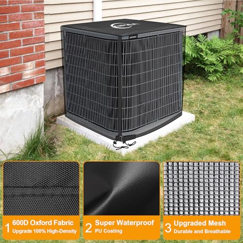 Kipiea 2-in-1 Outdoor AC Unit Cover 30"W x 30"D x 32"H Waterproof Mesh & Top