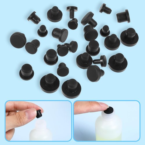 70 Pcs Silicone Rubber Hole Plug, 7 Sizes Round Rubber Button Hole End Covers, Silicone Plugs, Black High Temp T-Type Hole Plug, Soft Flexible Stopper, Waterproof & Sealing