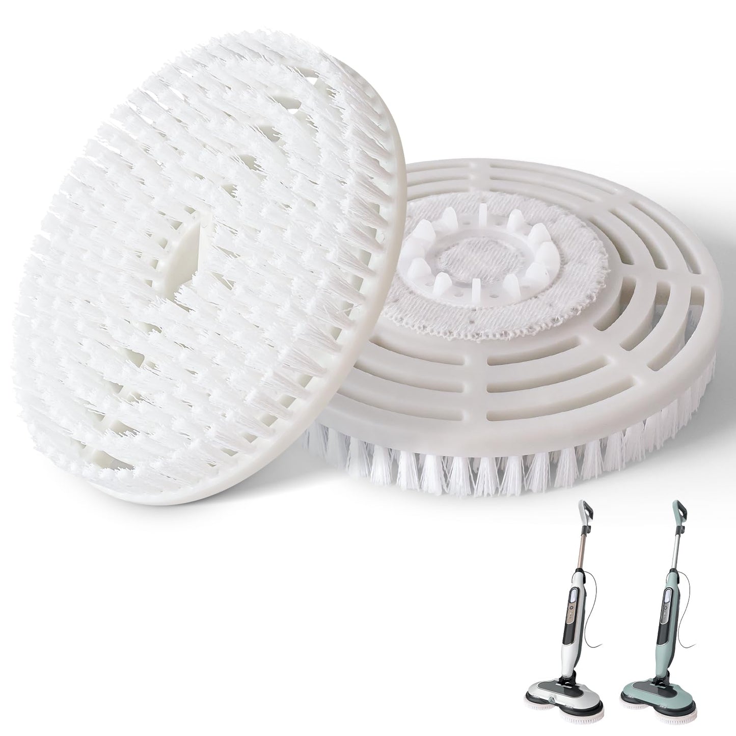 2 Pack Upgraded Steam Mop Replacement Brush Heads Compatible with Shark Steam and Scrub Mop S8201 S8001 S8002 S7201 S7001 Series, Short Bristle Cleaning and Polishing Brush for Deep Clean Hard Floors