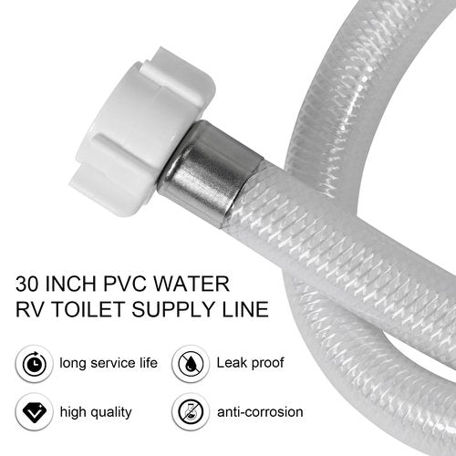 30 Inch PVC Water RV Toilet Supply Line, Faucet Supply Pipe, Hose Connector