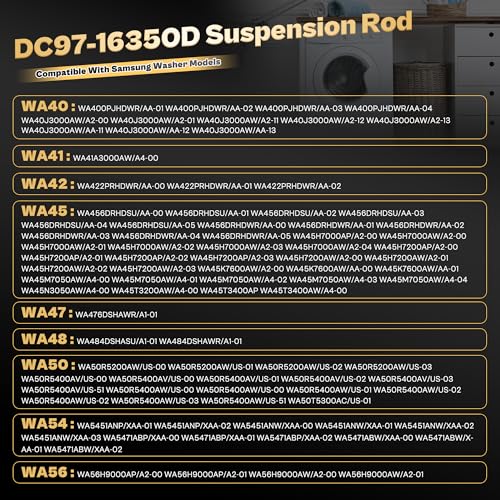 Vypart DC97-16350D Washer Suspension Rods for Samsung WA50T5300AC/WA50R5400AV (Black)