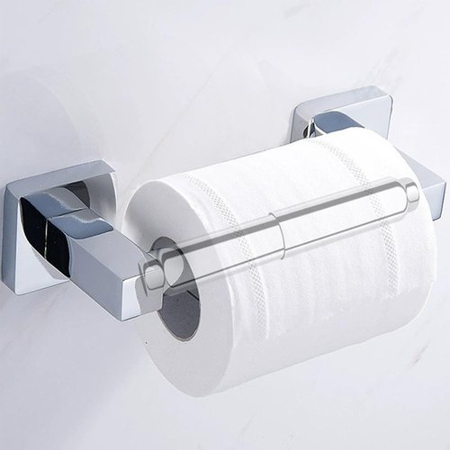 Toilet Paper Holder with Spring Loaded Replacement Rod Universal Stick Roller for Bathroom Wall Tissue Paper Roll Holders Chrome Plastic Extender Slot Machine Style