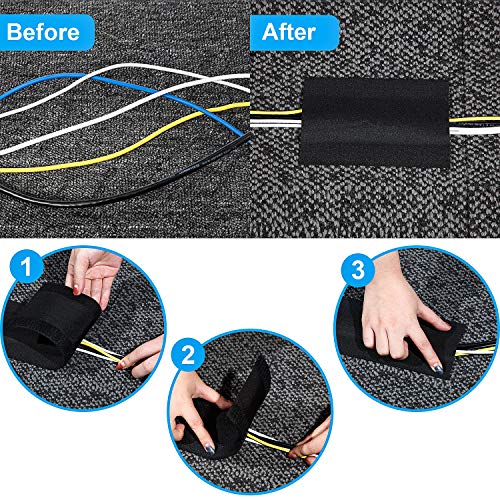 WILLBOND 19.69 Ft Carpet Cord Cover Cable Protector in Black – Easy Cable Management