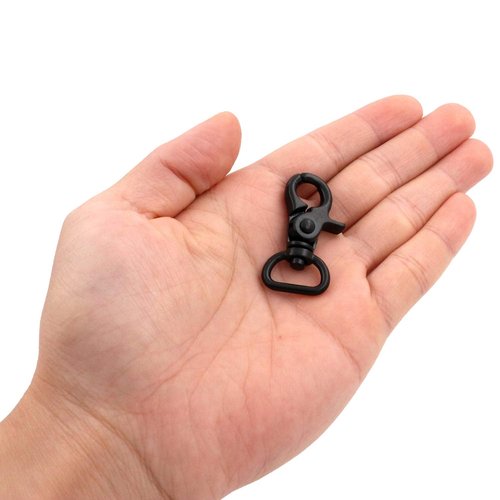 BIKICOCO 5/8'' Swivel Trigger Snap Hook Lobster Claw Clasp Spring Loaded Clip, D-Ring Ended, Black - Pack of 10