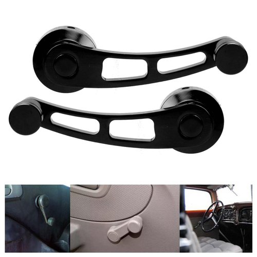 Klanata Window Crank, 2PCS Window Crank Handle Replacement Alloy Window Handle Riser Winder Crank Fit for Classic Car, Ergonomic Design for Easy Operation with Installation Tool (Black)