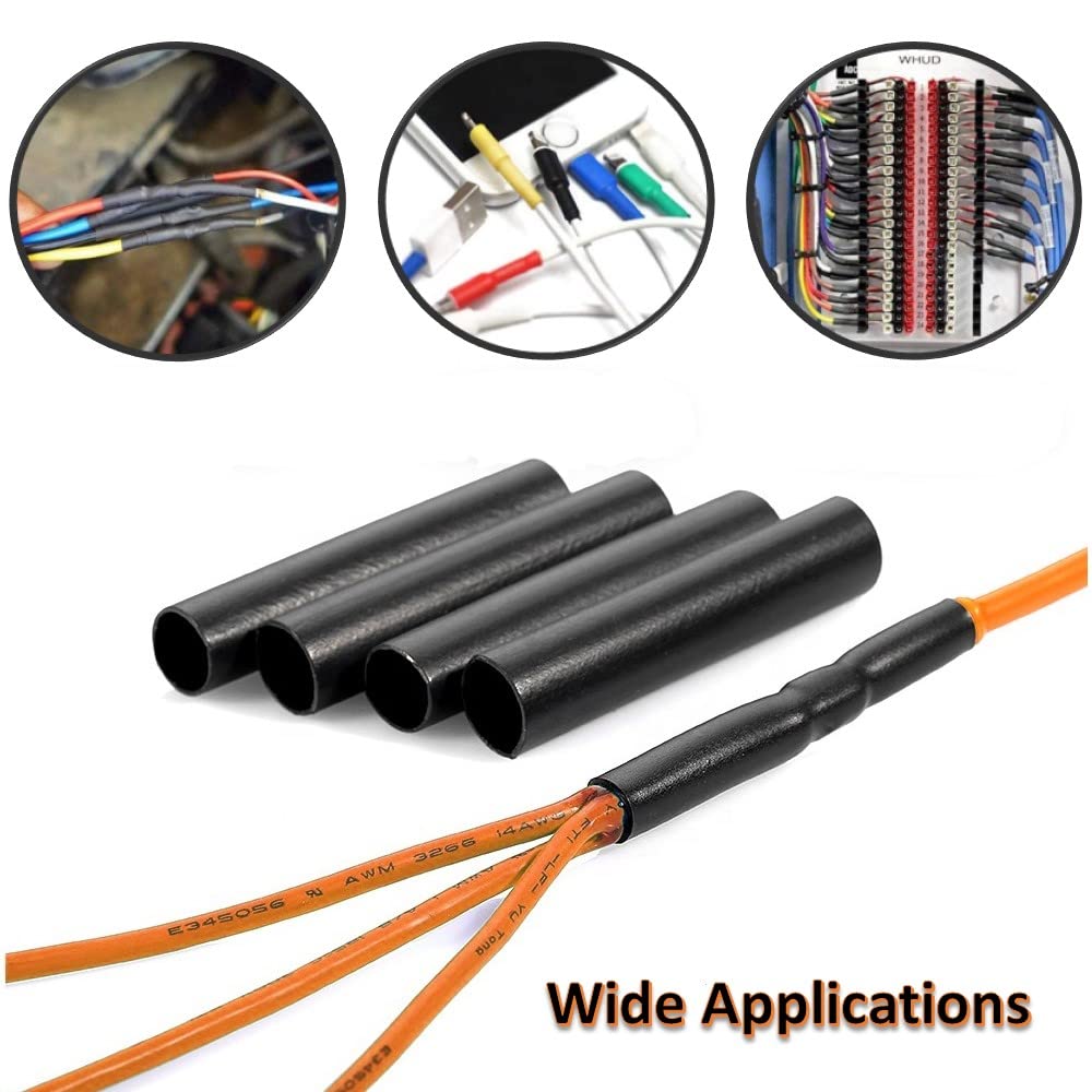 Kable Kontrol Heat Shrink Tubing 3/8 Inch 3:1 Dual Wall Adhesive Lined 4 Ft Long - Cable Sleeve for Automotive and Electrical Use – Waterproof Marine Heat Shrink Tube Wire Wrap, Black
