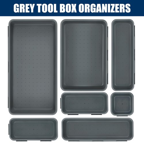 【LARGE SIZE】【68PCS】Tool Box Organizer Tray Divider, 【5 Size】Toolbox Desk Drawer Organizer, Organization and Storage Toolbox for Garage Accessories (68pcs-Grey) (68PCS 5Sizes)