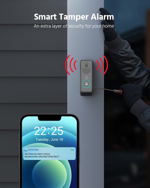ANNKE Wireless Doorbell Camera, 9000mAh Battery, 2K Video Doorbell, 2 Way Audio, Night Vision, 24/7 Recording, 190° Wide Angle View, AI Motion Detection, Cloud Storage, Alexa, Easy Installation