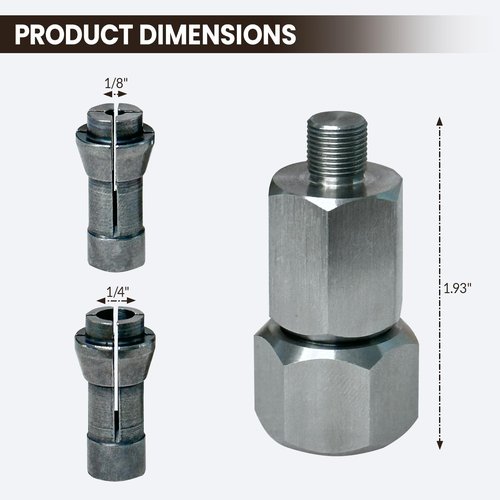 Noyfemr M9 Threaded Collet Adapter for Milwaukee M12 Polishers or Sanders, Includes 1/4" and 1/8" Collets, Compatible with Rotary Tools