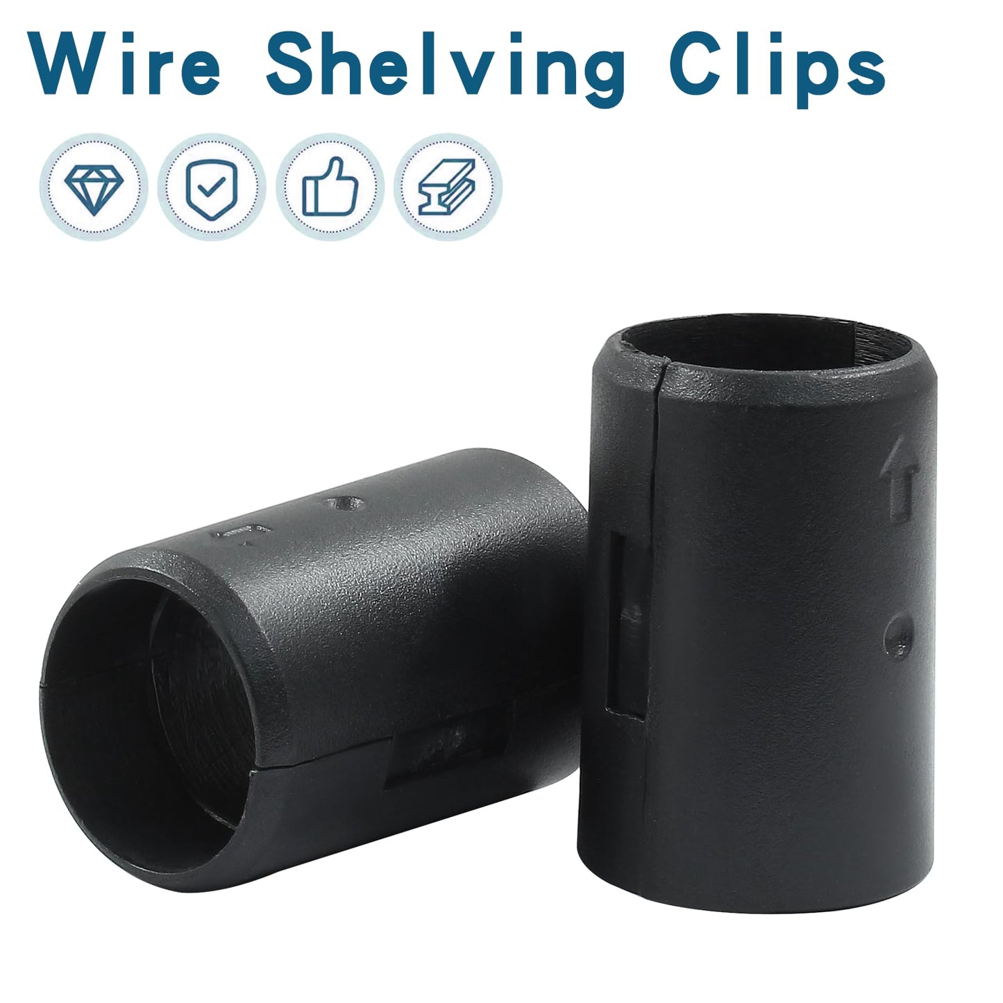 LifCratms 56Pcs (28 Pairs) Wire Shelf Clips, 3/4"(19mm) Post Wire Shelving Shelf Lock Clips, Plastic Black Shelving Sleeves Replacements for Wire Shelving System