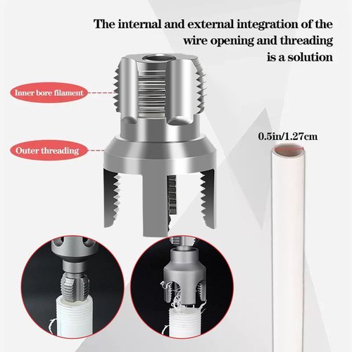 2 in 1 Internal & External Pipe Threading Tool Set, 2 Pcs Plastic Pipe Thread Cutting Tool, Electric Drill Compati, PVC Pipe Threader Set 1/2 3/4 Npt