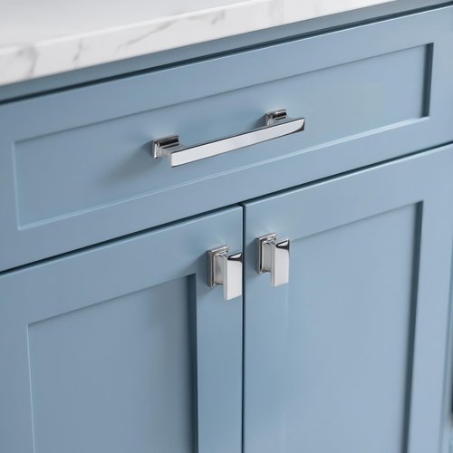 KNOBWELL 10 Pack Polished Chrome Solid Cabinet Pulls 5 Inch(128mm) Hole Center Kitchen Cabinet Handles,Cabinet Hardware for Cupboard Drawer Pulls