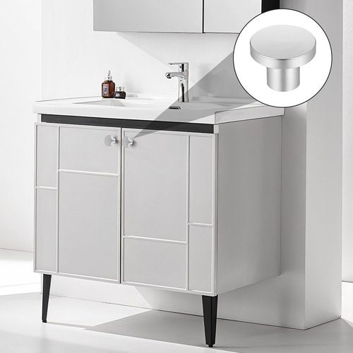 Ubamdom 20 Pack Brushed Satin Cabinet Knobs Round Kitchen Drawer Knobs, Single Hole Cabinet Pulls 1.18 Inch (30MM) Silver Knob for Cabinets Kitchen Cabinets Hardware Furniture Hardware Drawer Handle