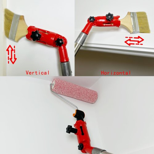 BSFRNF 43" Multi-Angle Paint Brush Extender, Extension Pole Attachments with Rotating Head for Paint Rollers, Great for High Ceiling, Walls, Corners, Edges (43 Inch)