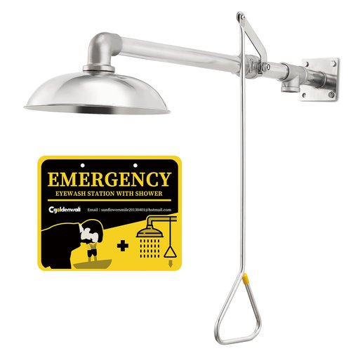 CGOLDENWALL Emergency Shower Safety Shower Station Horizontal Mount Drench Head, Can Match with Eye Wash Station, NPT thread, 304 Stainless Steel