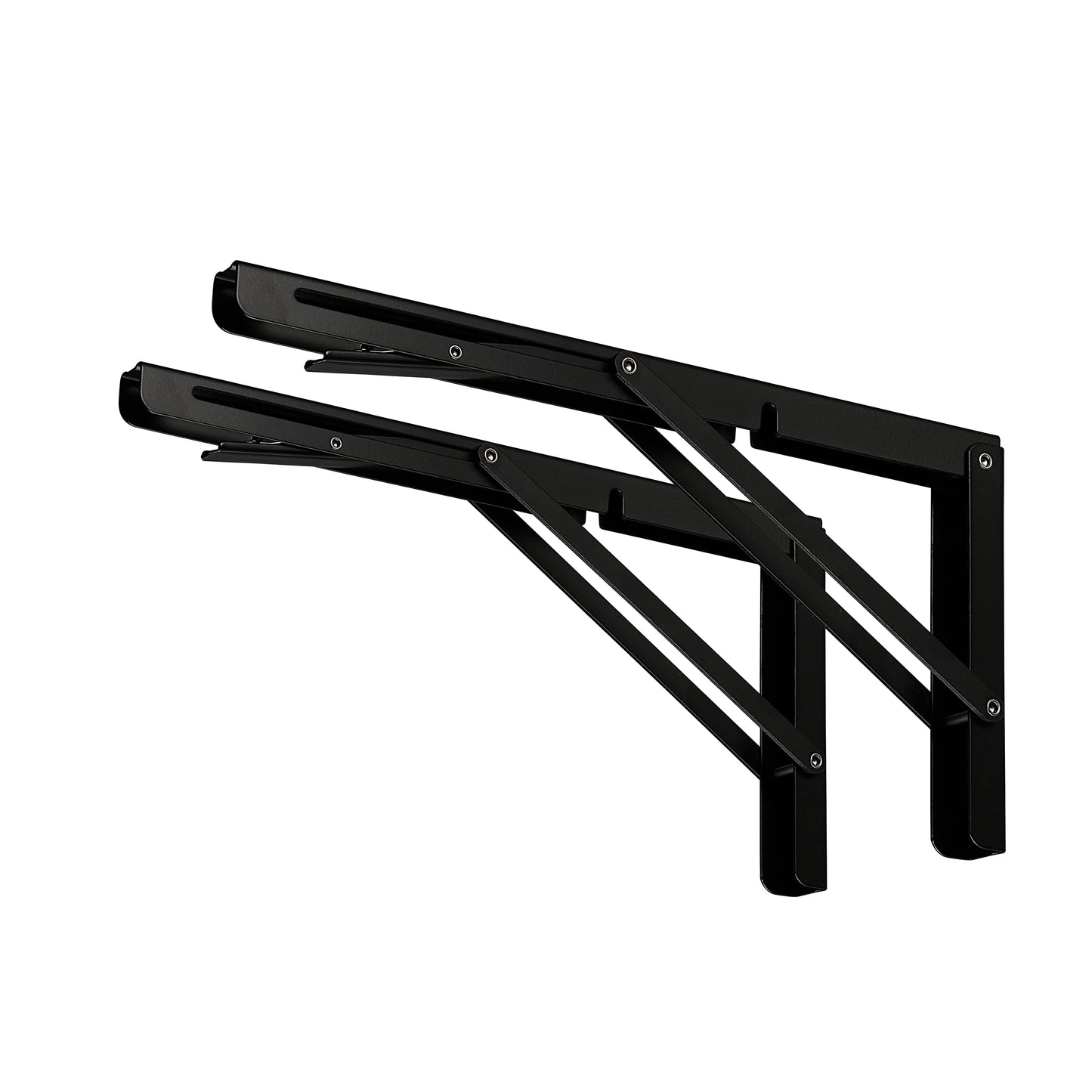 CLT 12" Black Folding Shelf Brackets Max. Load 330 lb, Heavy Duty DIY Wall Mounted Shelf Bracket Space Saving for Table Work Bench, Pack of 2