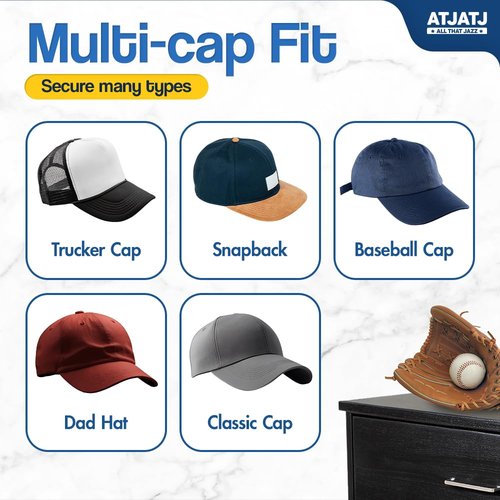 Hat Stand For Baseball Caps, 2 Pack No Install Clear Acrylic Hat Organizers for 14 Baseball Tennis Trucker Caps, Hat Storage Rack Display, Upgraded Anti-Slip Cap Holder For Closet, Bedroom, Dresser