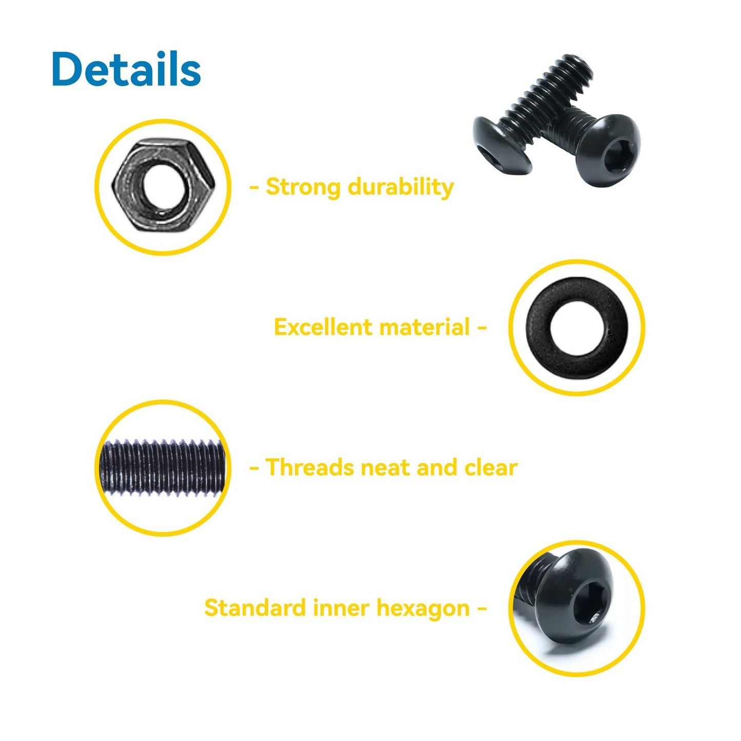 WZHUIDA 630 Pcs M3 Screws Assortment Kit, M3x6mm/8mm/10mm/12mm/16mm/20mm/25mm/30mm, Metric Hex Button Head Socket Cap Screws Nuts Washers Kit with Wrench, Black Zinc Plated