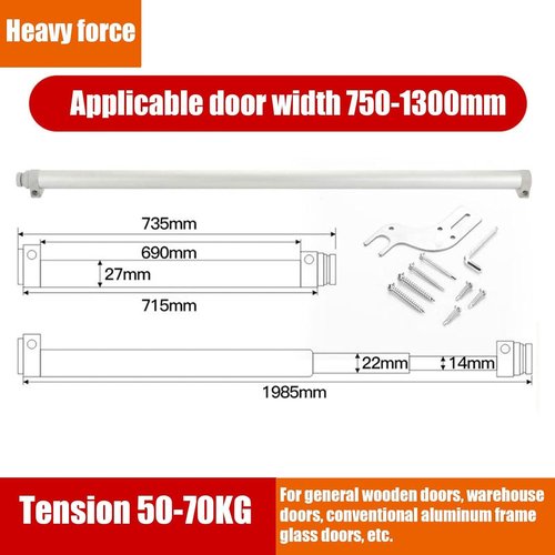 Self-Closing Patio Door Closer, Adjustable Sliding Speed, for Door Widths From 29.5 To 51", Slideback Sliding Door Closers, Quiet Pneumatic Damping Buffering, 80kg Load Bearing, for Balconies, Kitchen