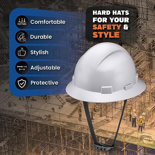 Acerpal Full Brim Hard Hat, Class C G & E, OSHA Construction Work Approved, Premium Carbon Design, Padded 6 PT Adjustable Ratchet Suspension, Top Pad, Gloss