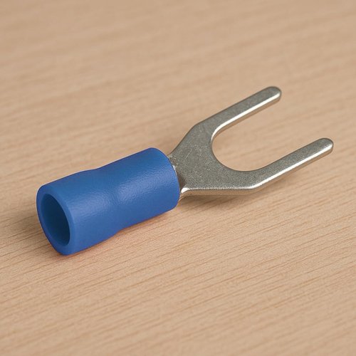 ANGSTROM Fork Spade Terminals, Insulated Electrical Crimp Connectors 100pcs (16-14ga Blue, #8 Stud)